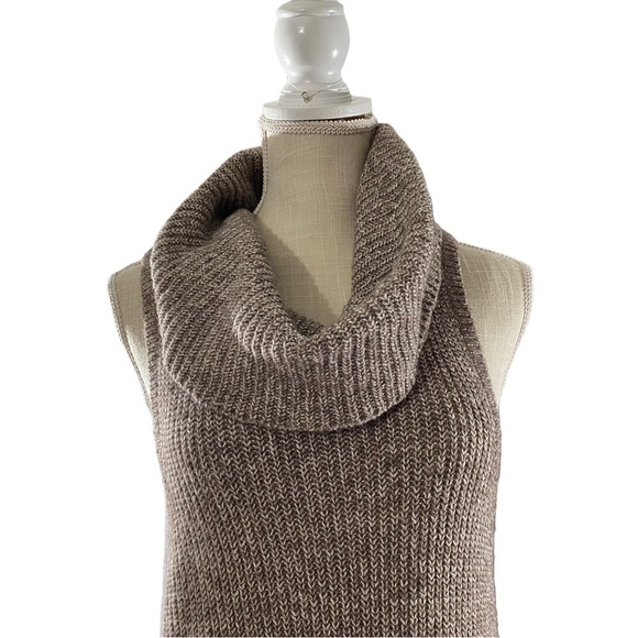 BKE Buckle Red Label Women Tan Knit Cowl Neck Sleeveless Sweater Mini Dress Sz M - Picture 3 of 13